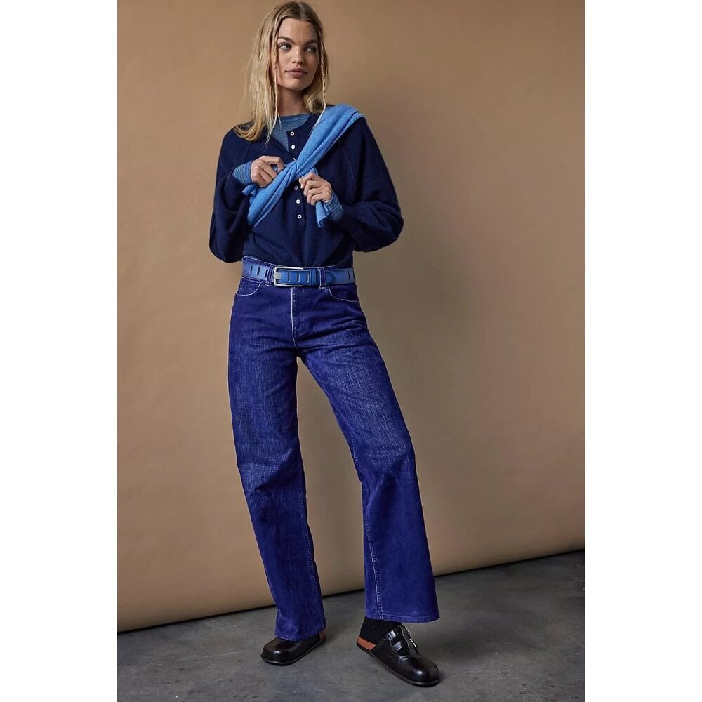 We The Free Free P Tinsley Baggy High-Rise‎ Flocked Jeans